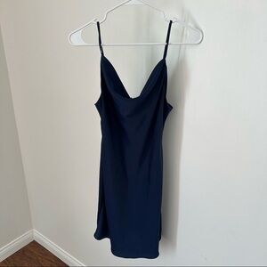 urban outfitters silk mini blue dress